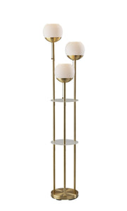 Bianca Shelf Floor Lamp in Antique Brass