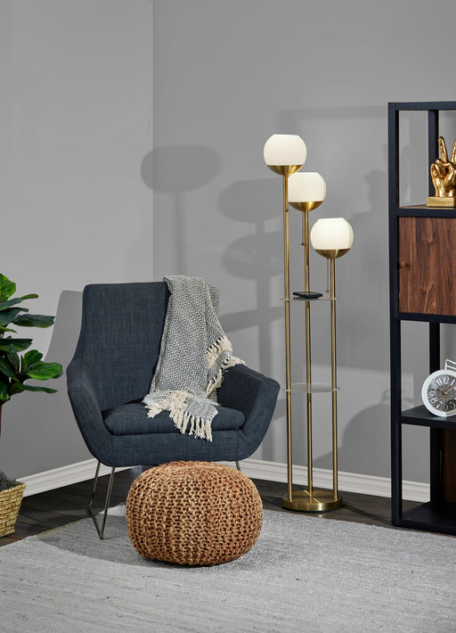 Bianca Shelf Floor Lamp in Antique Brass