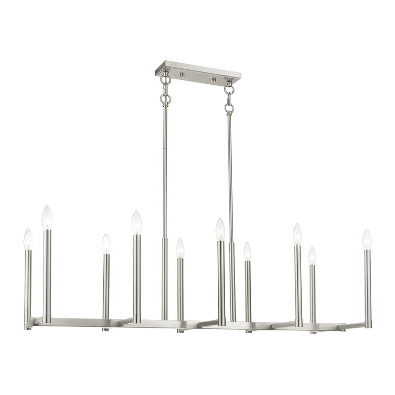 Alpine 10-Light Linear Chandelier in Brushed Nickel