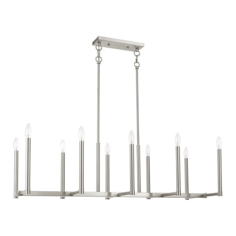 Alpine 10-Light Linear Chandelier in Brushed Nickel