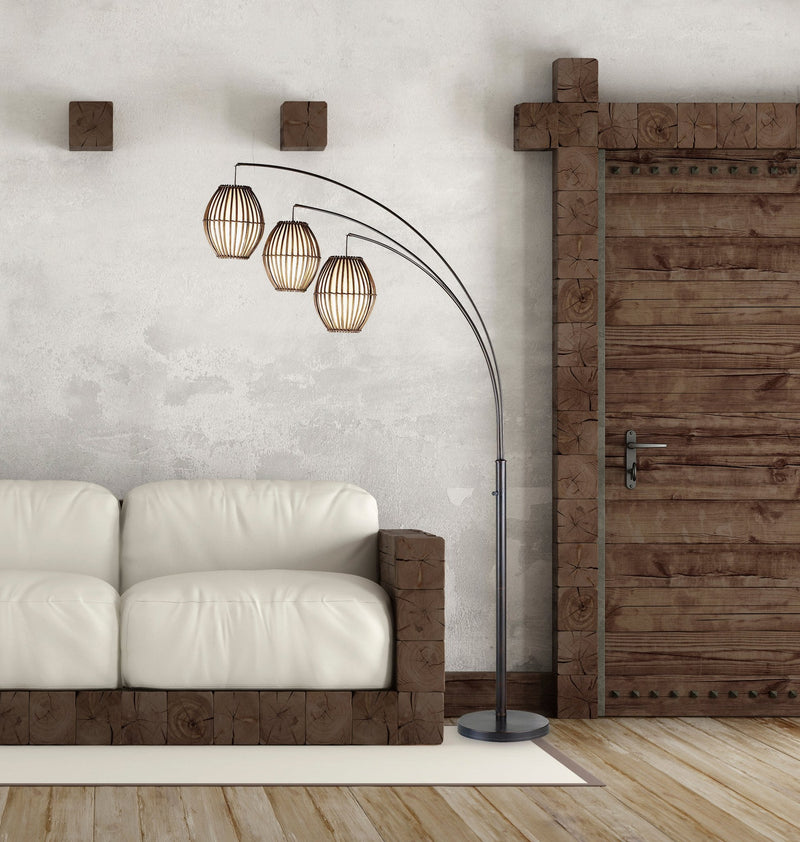Maui 3-Light Arc Floor Lamp in Antique Bronze