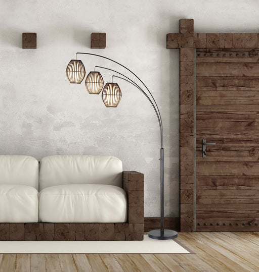 Maui 3-Light Arc Floor Lamp in Antique Bronze