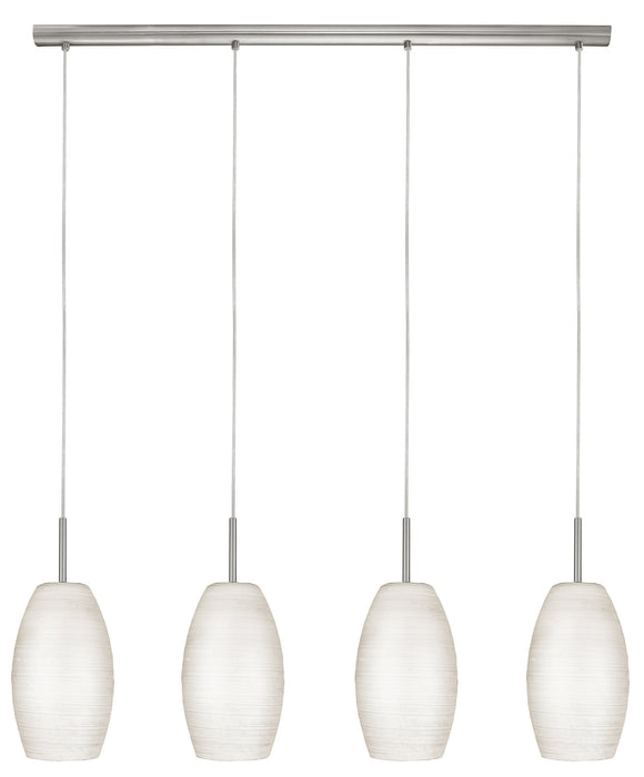 Batista 1 4x60W Multi Light Pendant With Matte Nickel Finish & White Wiped Glass