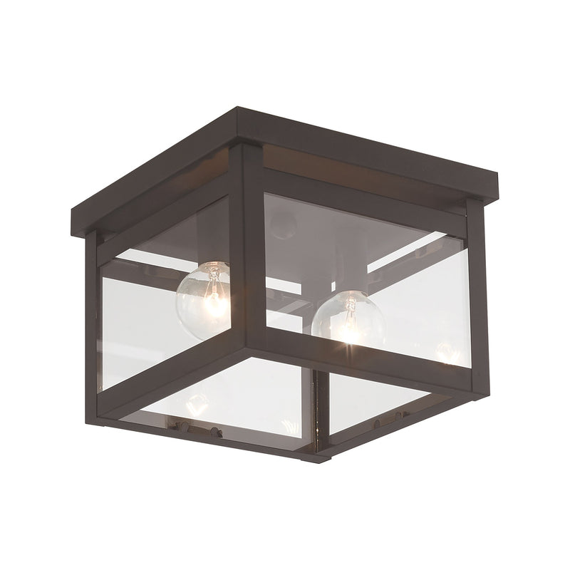 Milford 2-Light Square Flush Mount in Bronze
