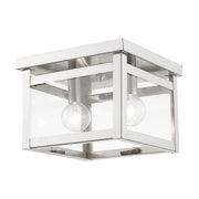 Milford 2-Light Square Flush Mount in Brushed Nickel