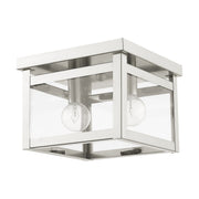 Milford 2-Light Square Flush Mount in Brushed Nickel