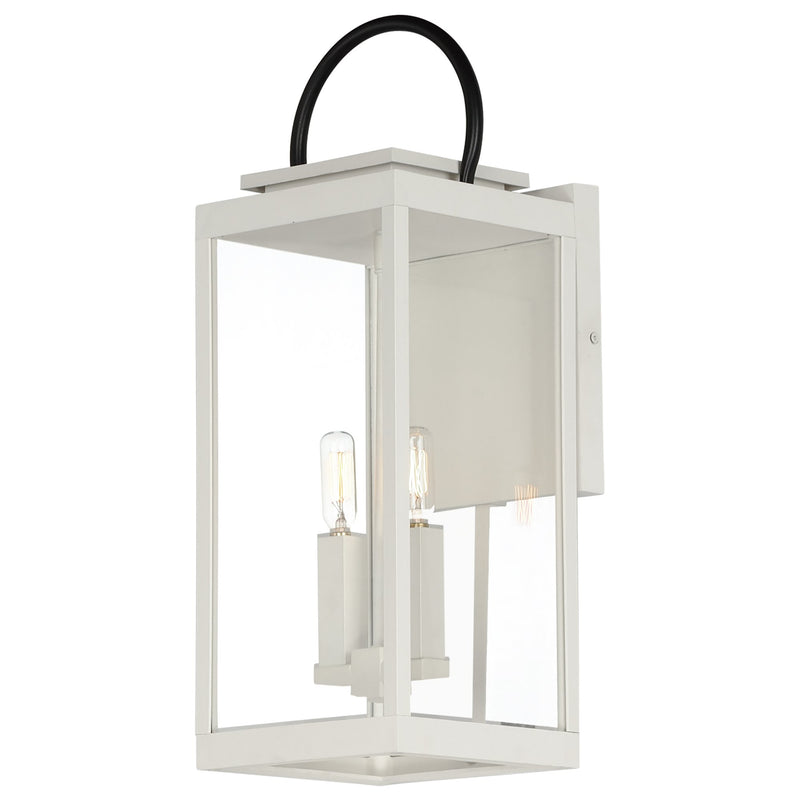 Nassau 2 Light Large Outdoor Wall Lantern in White / Black