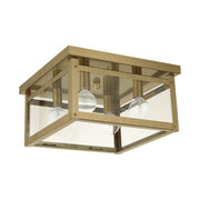 Milford 4-Light Square Flush Mount in Antique Brass