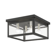 Milford 4-Light Square Flush Mount in Black with Brushed Nickel Finish Candles