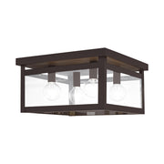 Milford 4-Light Square Flush Mount in Bronze