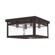 Milford 4-Light Square Flush Mount in Bronze