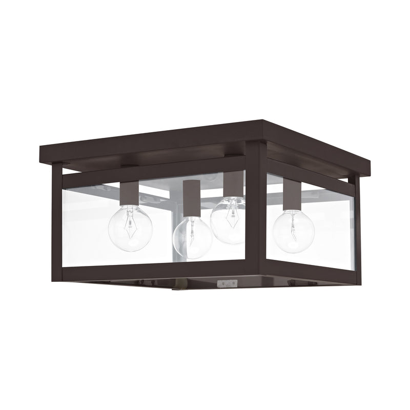 Milford 4-Light Square Flush Mount in Bronze