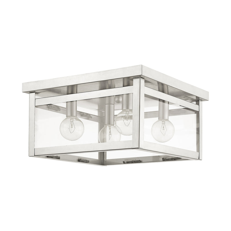 Milford 4-Light Square Flush Mount in Brushed Nickel