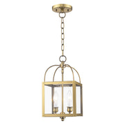 Milford 2-Light Convertible Mini Chandelier / Semi-Flush Mount in Antique Brass