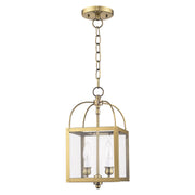 Milford 2-Light Convertible Mini Chandelier / Semi-Flush Mount in Antique Brass