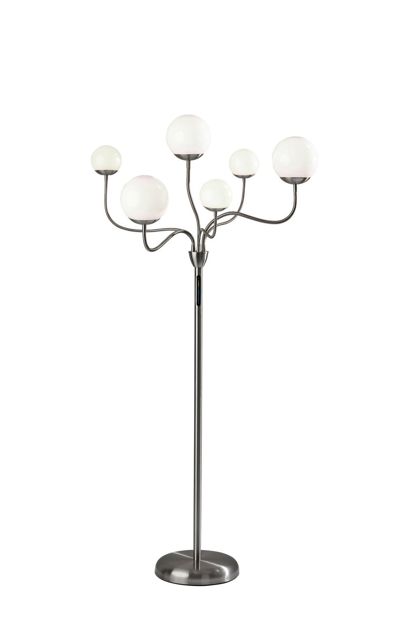 Phoebe 6-Light LED Tree Floor Lamp in Brushed Steel