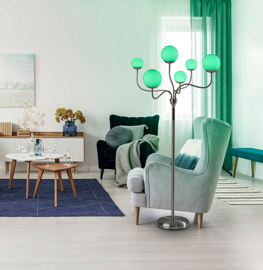 Phoebe 6-Light LED Tree Floor Lamp in Brushed Steel
