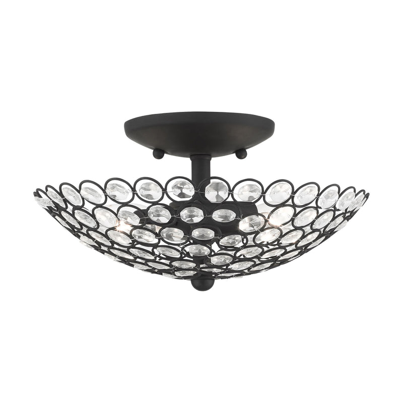 Cassandra 2-Light Small Semi-Flush Mount in Black