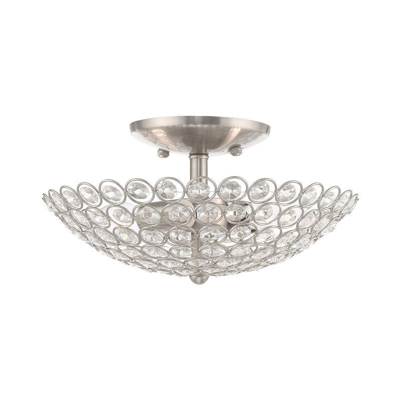 Cassandra 2-Light Small Semi-Flush Mount in Brushed Nickel