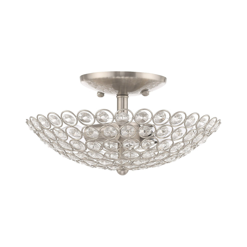 Cassandra 2-Light Small Semi-Flush Mount in Brushed Nickel