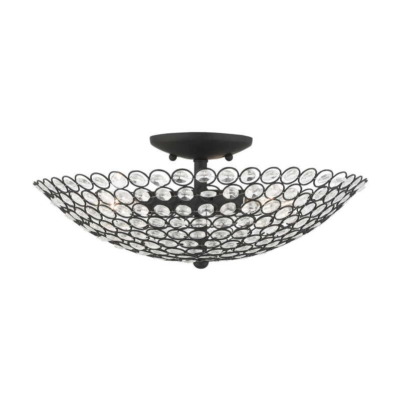 Cassandra 3-Light Large Semi-Flush Mount in Black