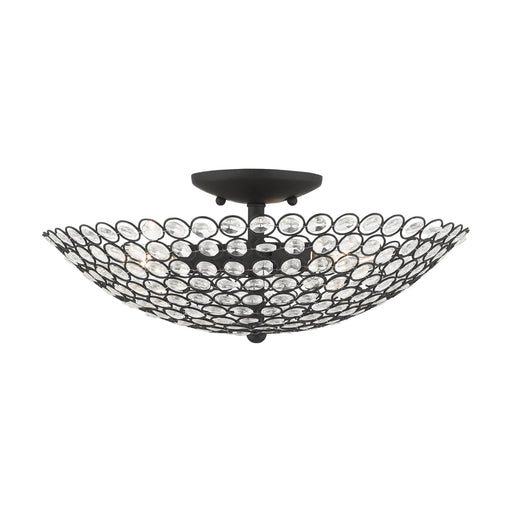 Cassandra 3-Light Large Semi-Flush Mount in Black