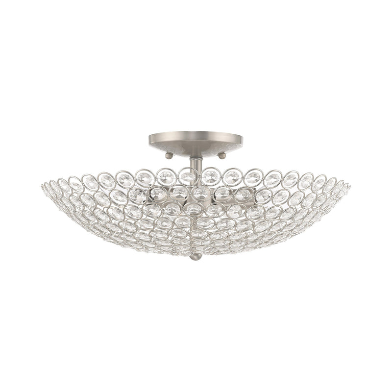 Cassandra 3-Light Large Semi-Flush Mount in Brushed Nickel