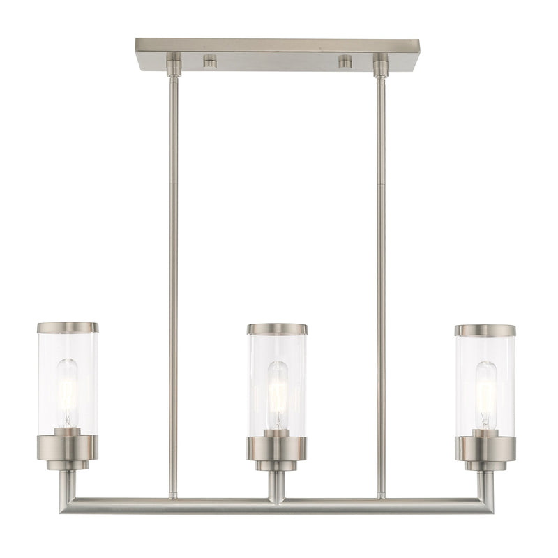 Hillcrest 3-Light Linear Chandelier in Brushed Nickel