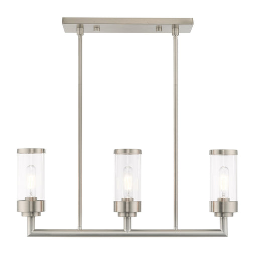 Hillcrest 3-Light Linear Chandelier in Brushed Nickel