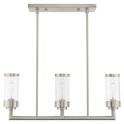 Hillcrest 3-Light Linear Chandelier in Brushed Nickel