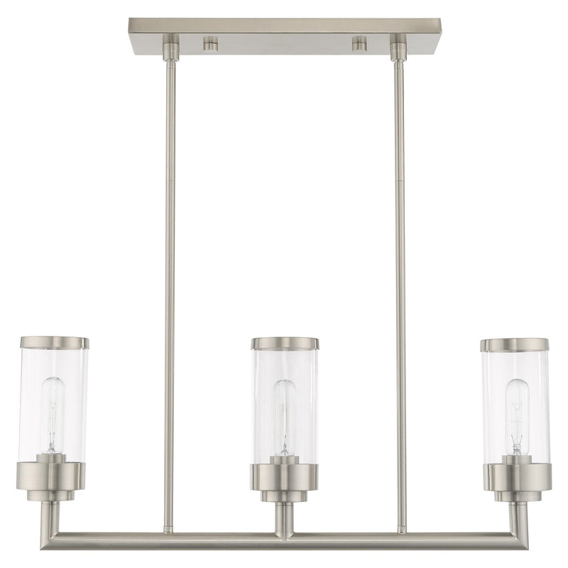 Hillcrest 3-Light Linear Chandelier in Brushed Nickel