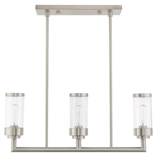 Hillcrest 3-Light Linear Chandelier in Brushed Nickel