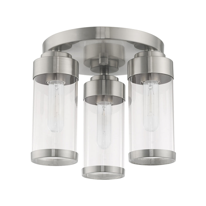 Hillcrest 3-Light Semi-Flush Mount in Brushed Nickel