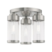 Hillcrest 3-Light Semi-Flush Mount in Brushed Nickel