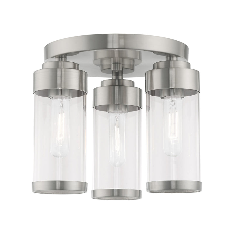Hillcrest 3-Light Semi-Flush Mount in Brushed Nickel