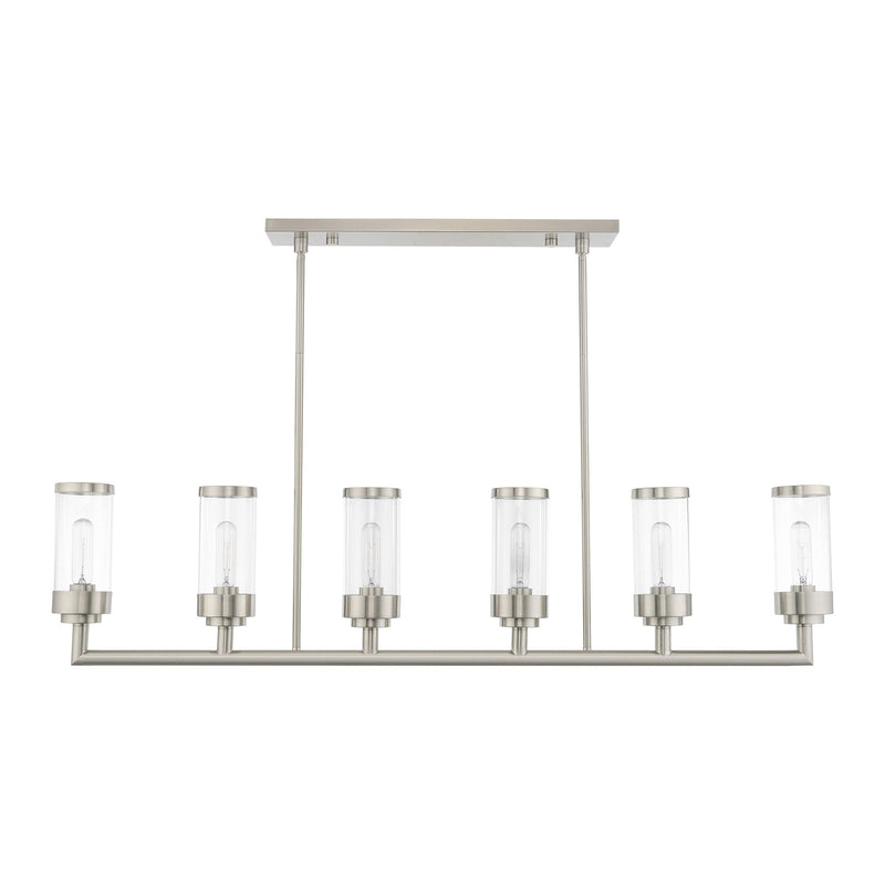 Hillcrest 6-Light Linear Chandelier in Brushed Nickel