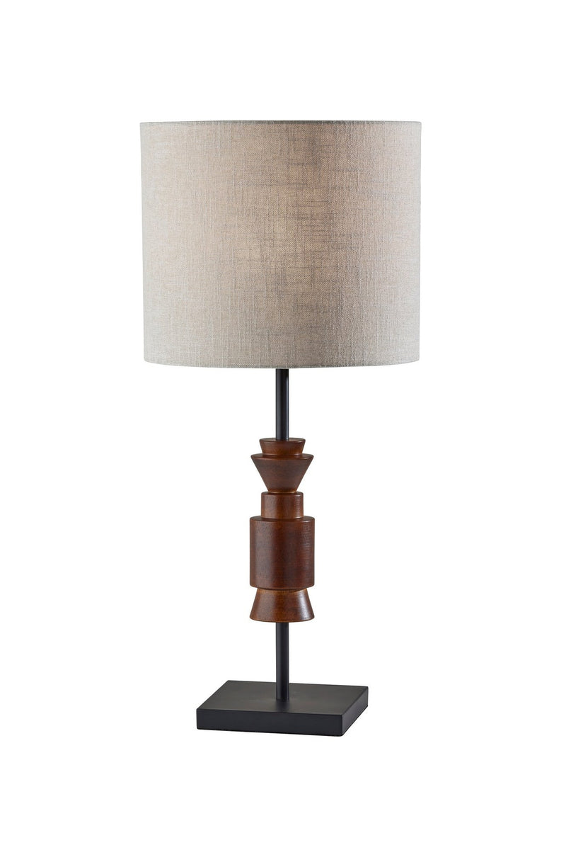 Elton Table Lamp in Black + Walnut Wood Rubber Wood