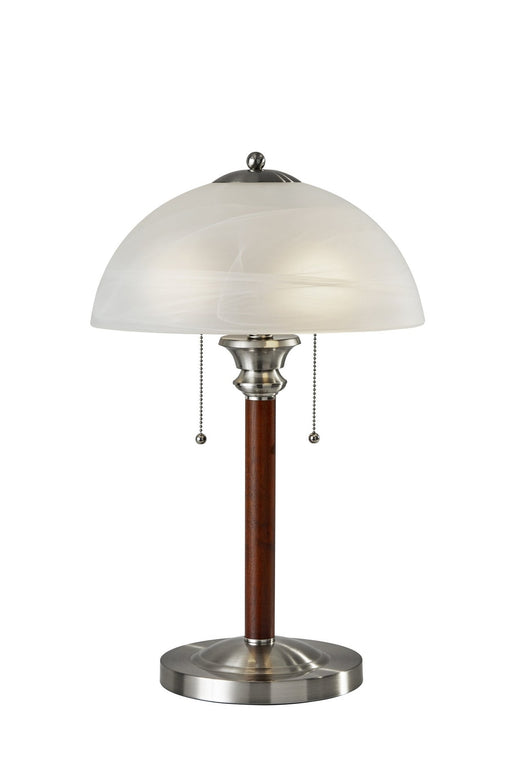 Lexington 2-Light Table Lamp in Walnut Rubber Wood W. Brushed Steel