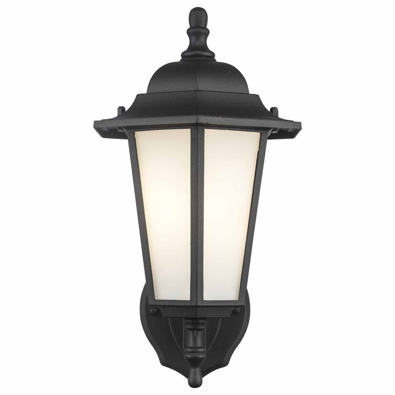 Frosted Glass 14.5" Outdoor Wall Lantern in Black