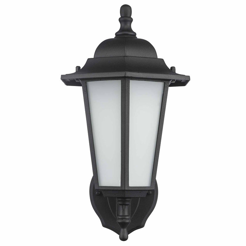 Frosted Glass 14.5" Outdoor Wall Lantern in Black