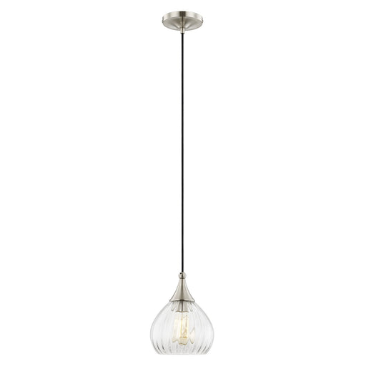 Hand Blown Art Glass 7" Mini Pendant in Brushed Nickel