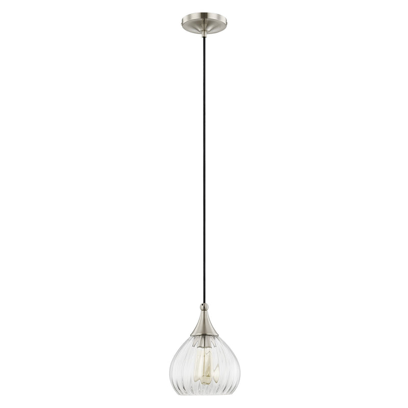 Hand Blown Art Glass 7" Mini Pendant in Brushed Nickel