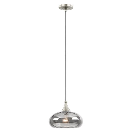 Hand Blown Art Glass 11" Mini Pendant in Brushed Nickel