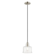 Hand Blown Art Glass 6.75" Mini Pendant in Brushed Nickel