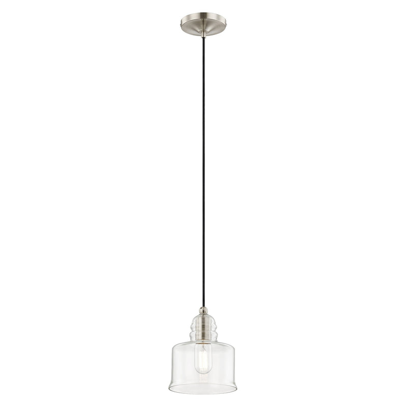 Hand Blown Art Glass 6.75" Mini Pendant in Brushed Nickel