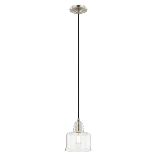 Hand Blown Art Glass 6.75" Mini Pendant in Brushed Nickel