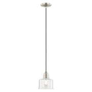 Hand Blown Art Glass 6.75" Mini Pendant in Brushed Nickel