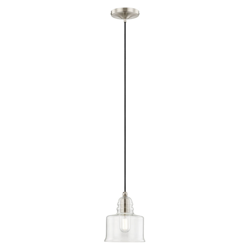 Hand Blown Art Glass 6.75" Mini Pendant in Brushed Nickel
