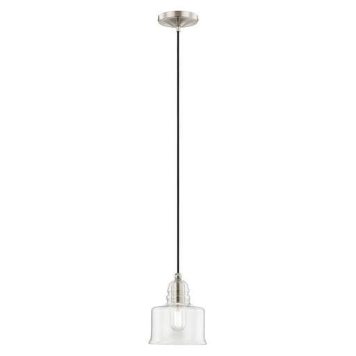 Hand Blown Art Glass 6.75" Mini Pendant in Brushed Nickel