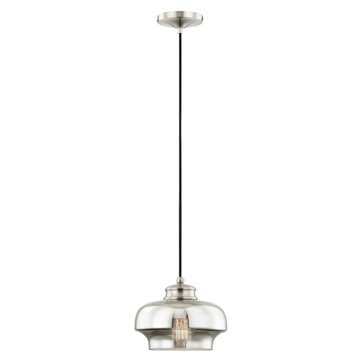 Hand Blown Art Glass 9.25" Mini Pendant in Brushed Nickel